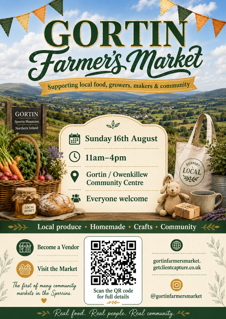Gortin Farmers Market premium flyer